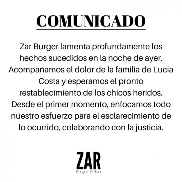 zar burger comunicado